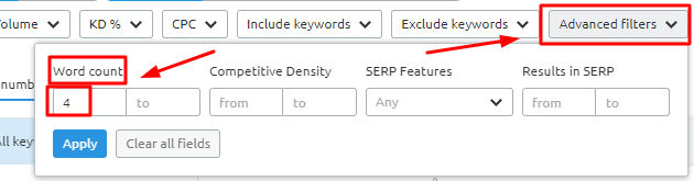 Semrush Long tail keywords generator